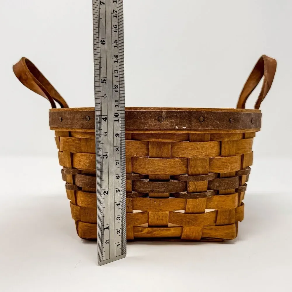 1992 Longaberger Basket Leather Handles Pansy Flower With Liner